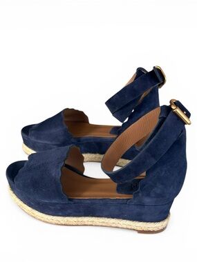 Chloe • Lauren Ankle Wrap Espadrille Sandals Blue Lagoon Suede